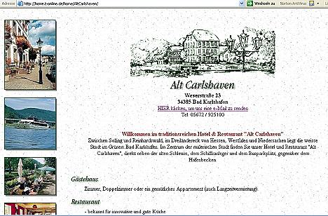 Homepage des Hotel und Restaurantes Alt Carlshaven